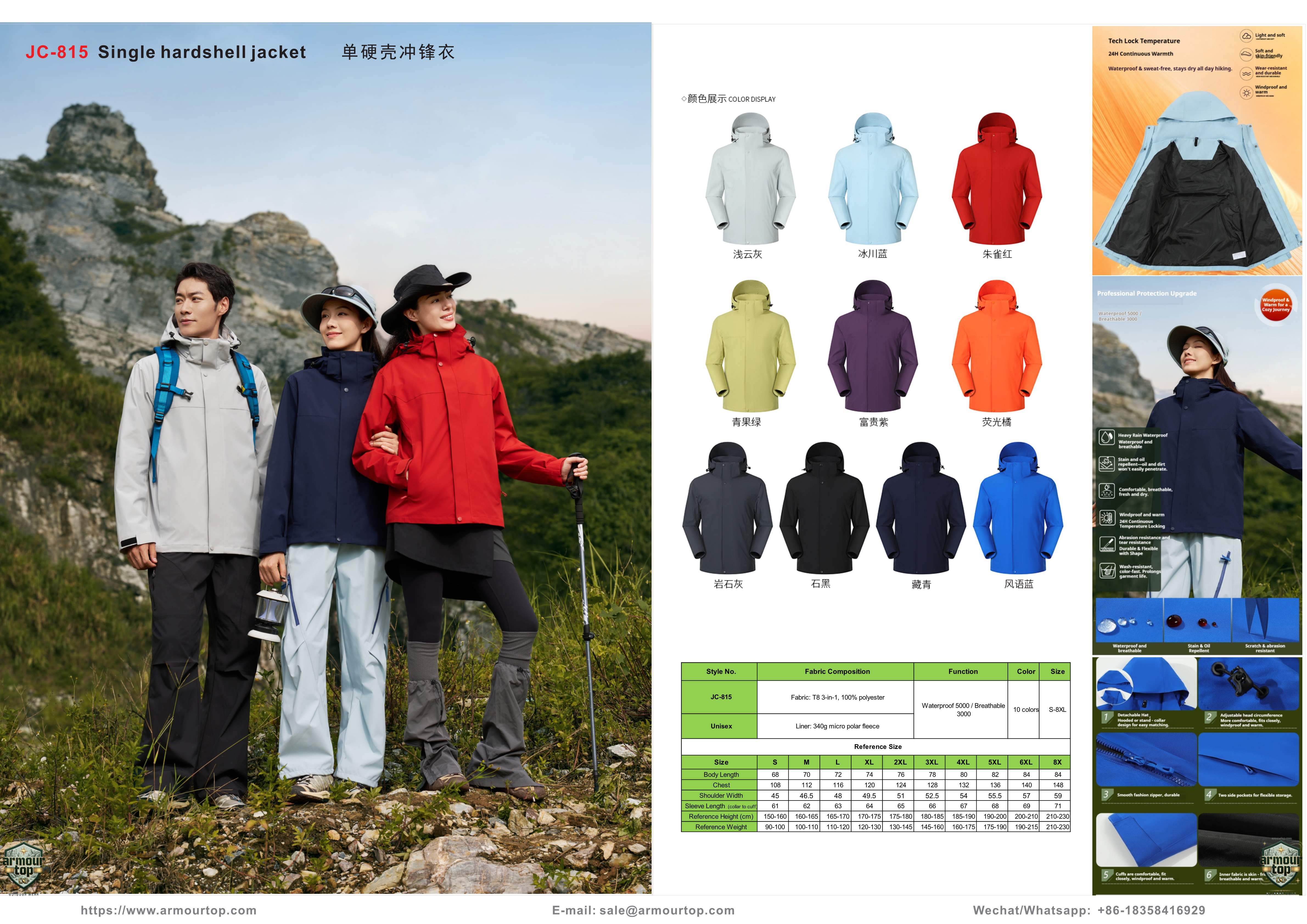 JC-815 Veste hardshell simple coque - vue d'ensemble