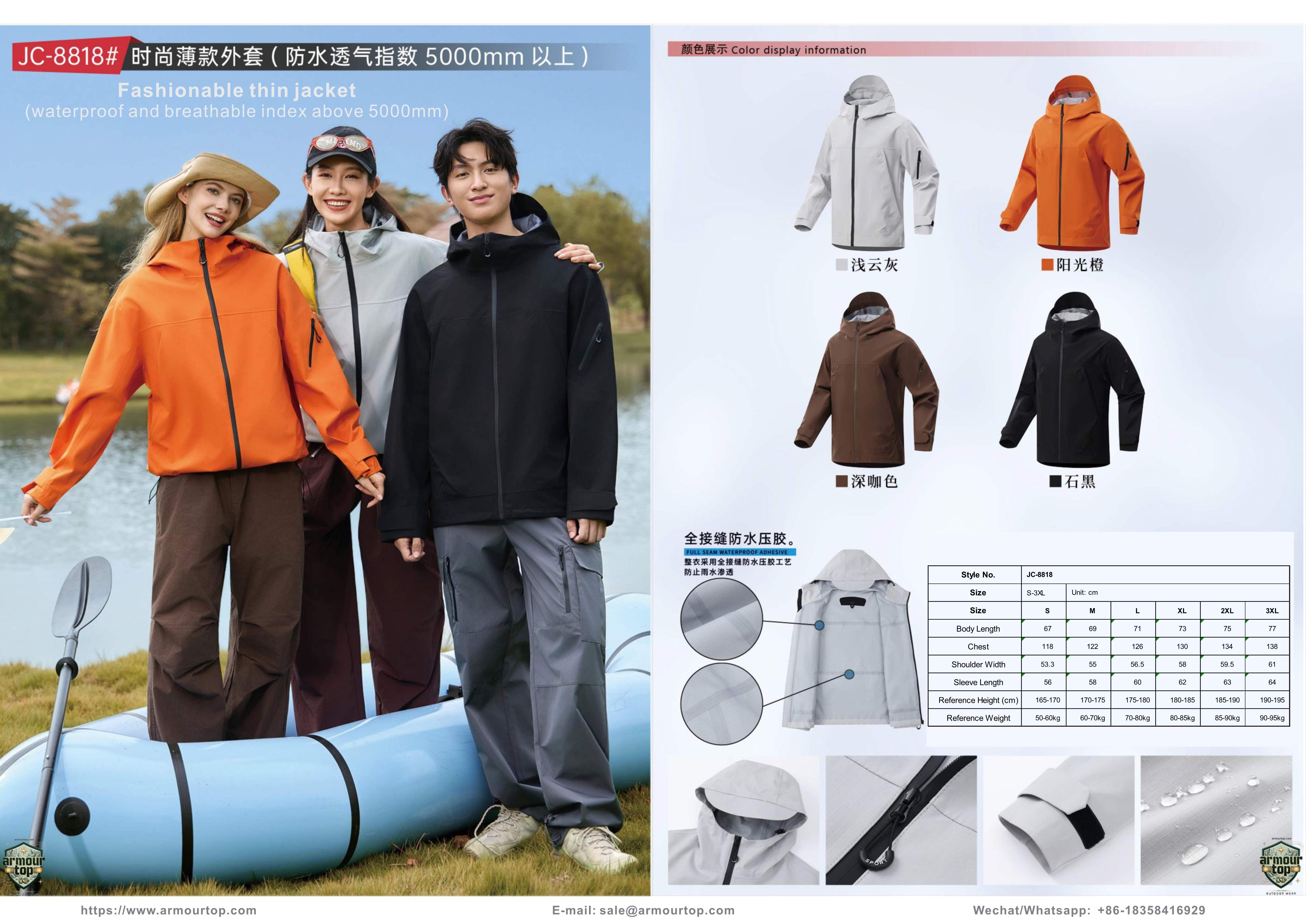 JC-8818 Veste fine imperméable fashion - vue d'ensemble